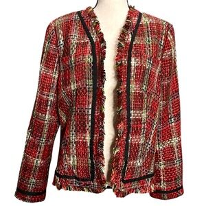 I.S.C. Blazer 14 Red Tweed Raw Trim Jacket Vintage
